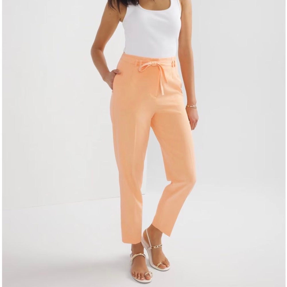 White House Black Market fluid self tie cropped tapered leg suit pants